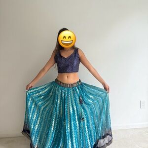 Blue chaniya choli lehenga saree indian outfit